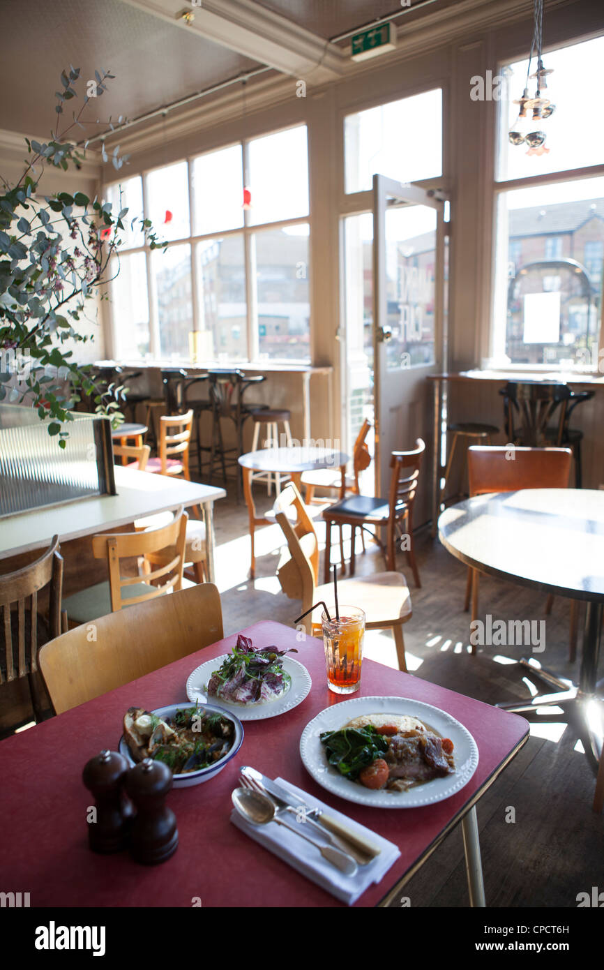 East London Broadway Market food restaurant Stock Photo Alamy