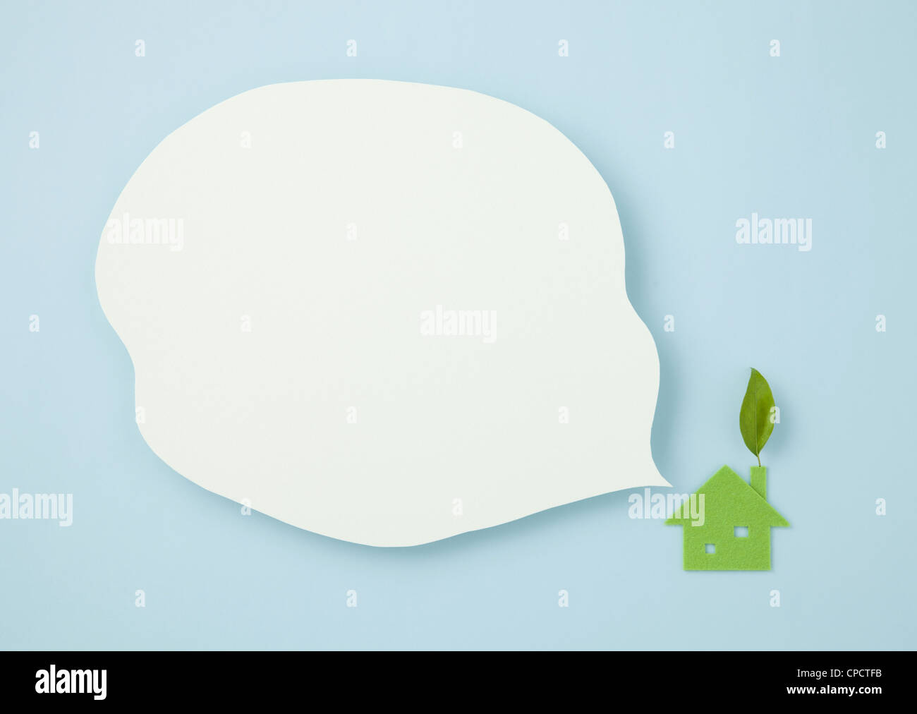 Eco house and speech balloon Stock Photo - Alamy
