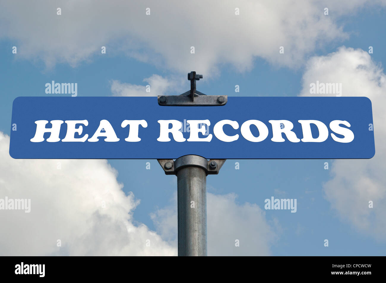 Heat records road sign Stock Photo