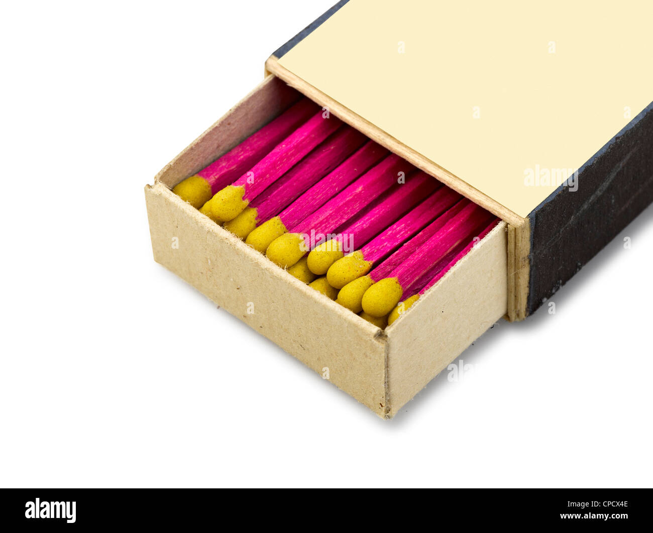 Old open Matchbox isolated, clipping path Stock Photo