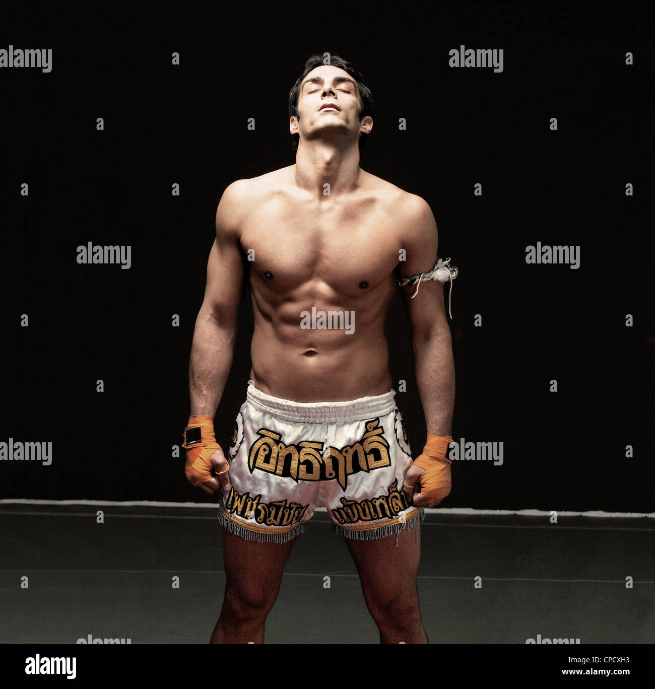 Boxer breathing on mat Stock Photo
