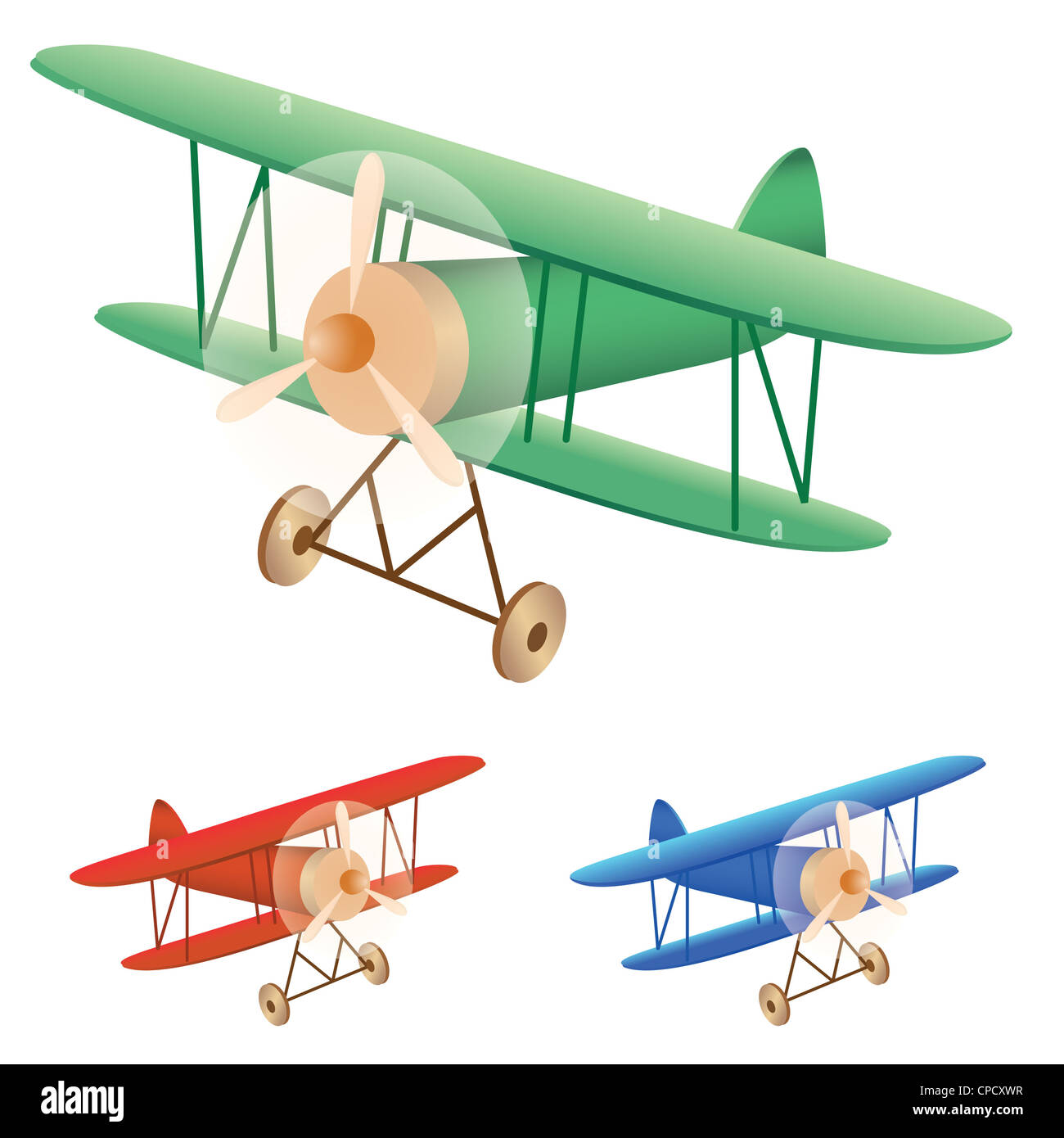 illustration set of old biplane Stock Photo - Alamy