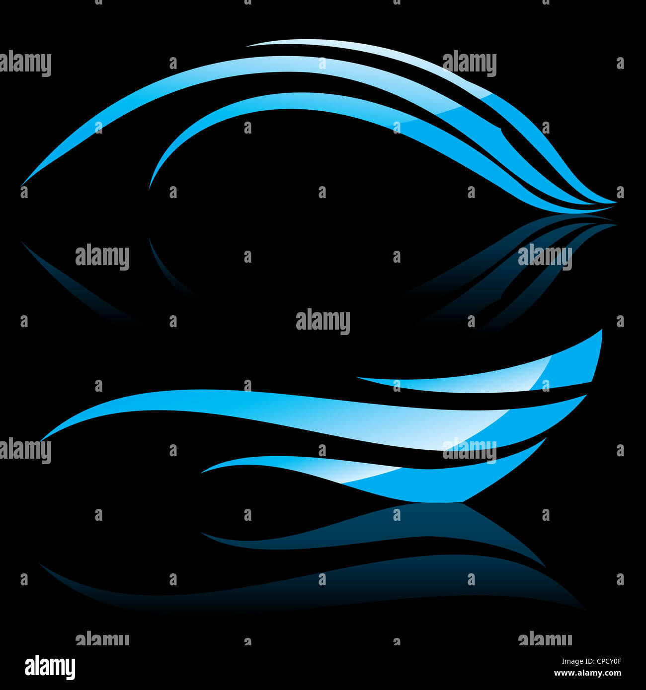 illustration of abstract blue waves on black background #1 Stock Photo ...