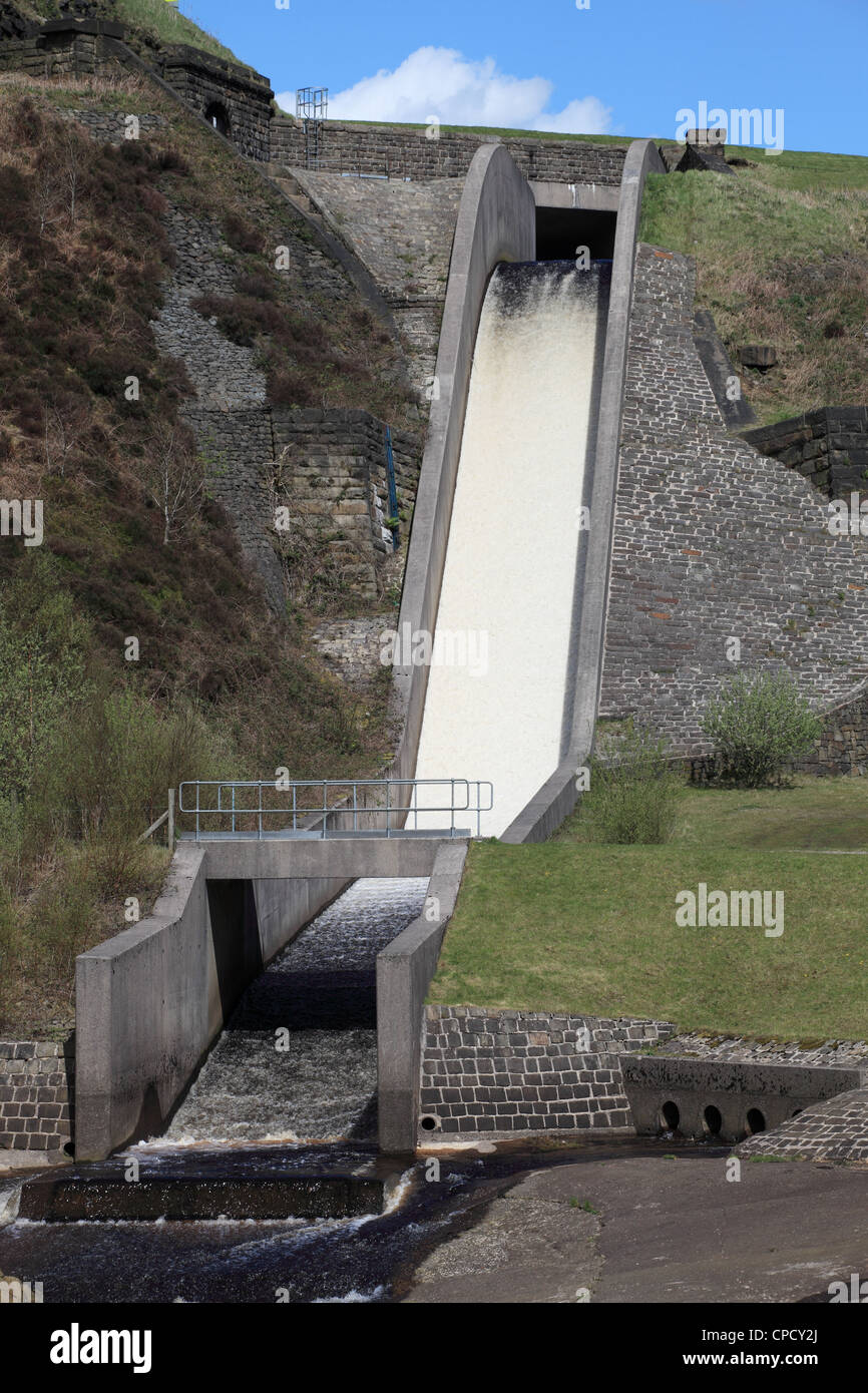 Spillway or weir from Woodhead to Torside reservoir Peak District North