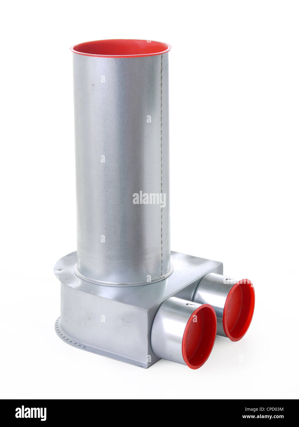 Mechanical ventilation pipe fitting shot on white background Stock Photo