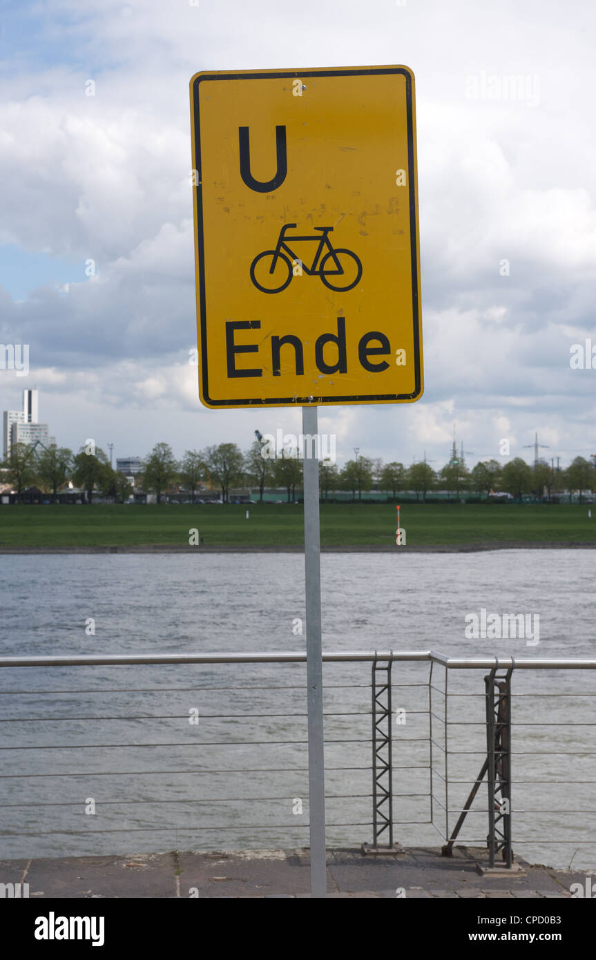 End of cycle path sign Cologne Germany Stock Photo