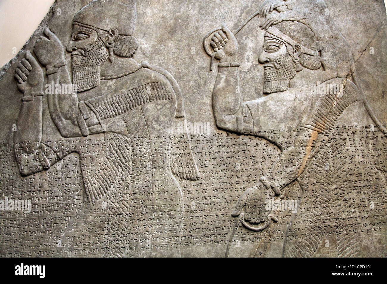 Tablet depicting Assyrian tribute bearers, British Museum, London, England, United Kingdom, Europe Stock Photo