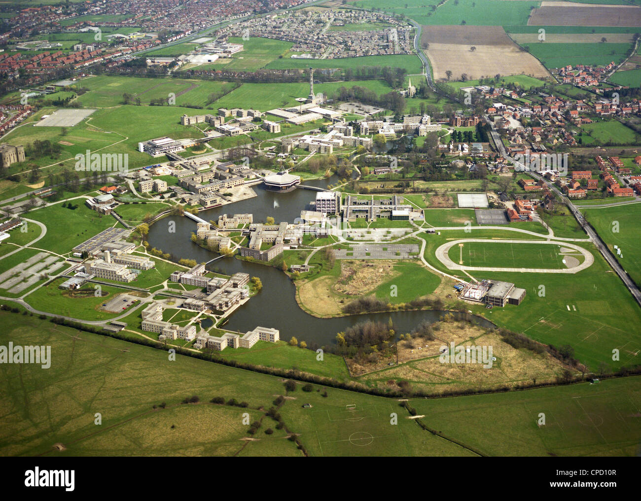 historic aerial view of the University of York taken on 1st May 1984