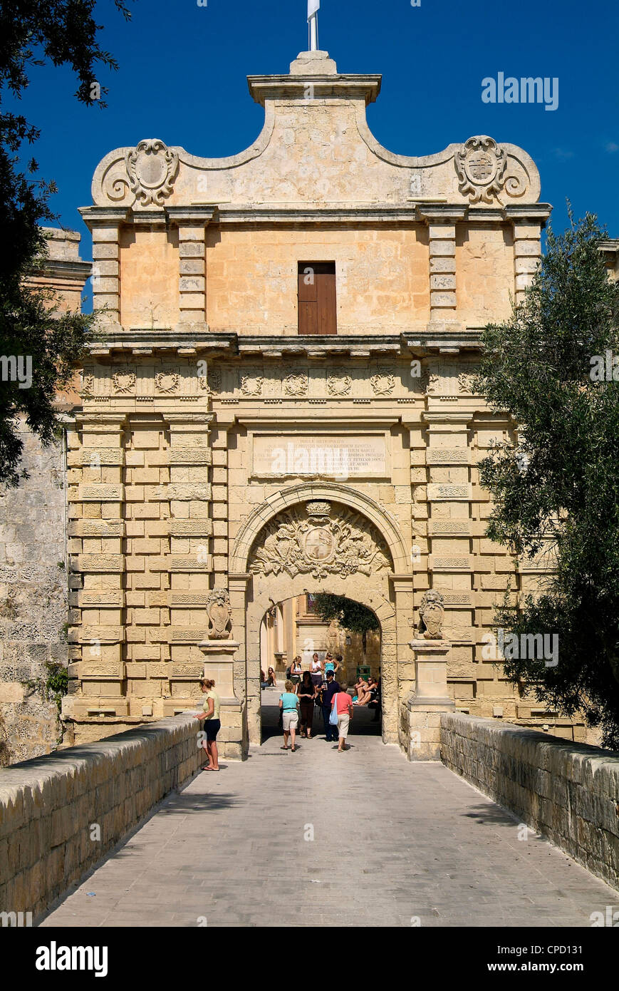 Gate to old town, Mdina, Malta, Mediterranean, Europe Stock Photo