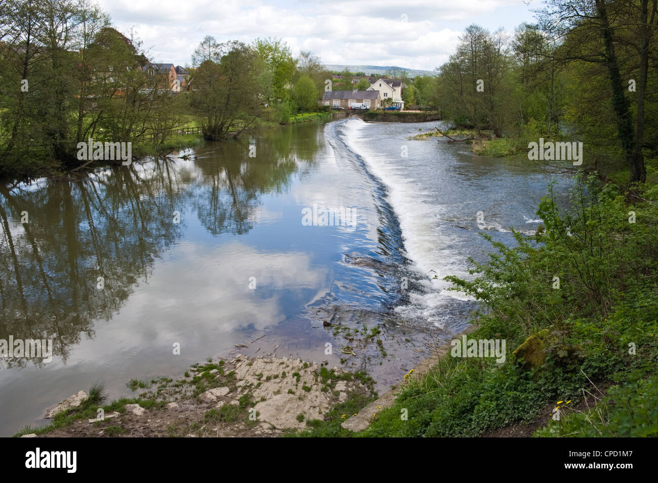 Weir on the River Teme at Ludlow Shropshire England UK Stock Photo