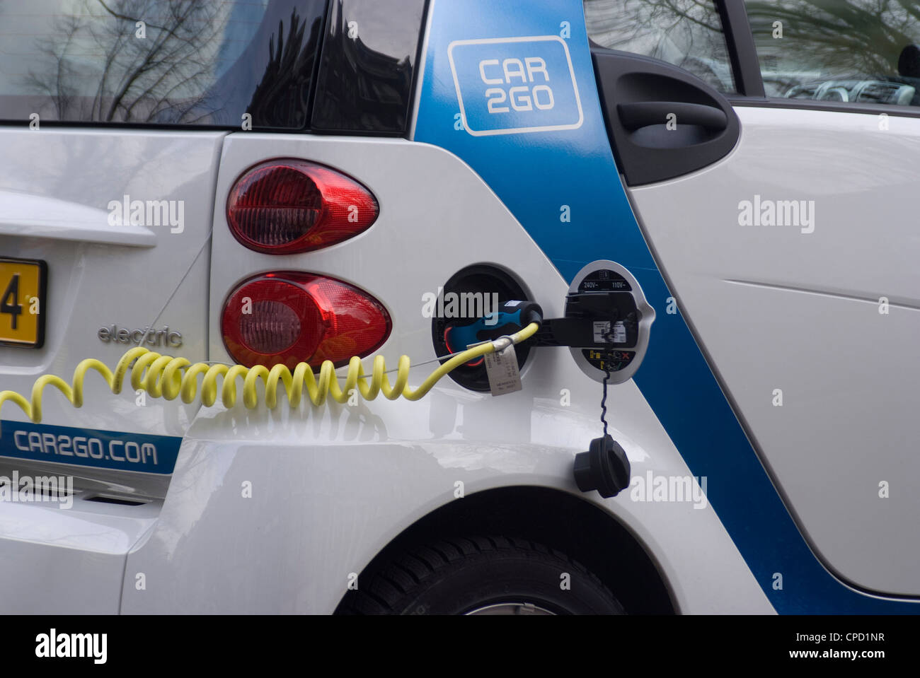 Charging an electric car, Amsterdam, Netherlands, Europe Stock Photo