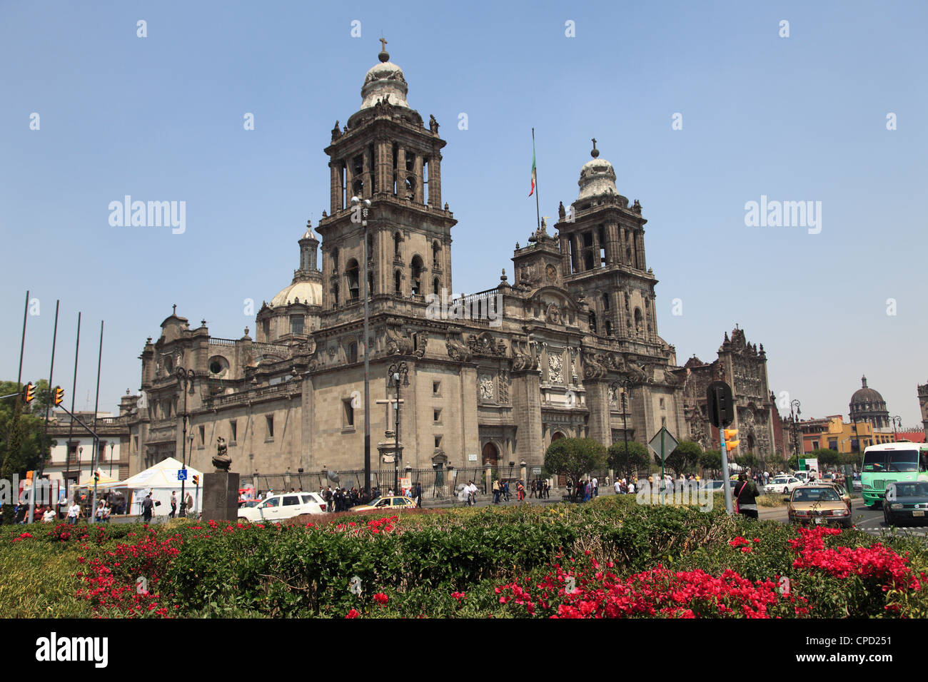Metropolitan Cathedral, the largest church in Latin America, Zocalo, Plaza de la Constitucion, Mexico City, Mexico Stock Photo