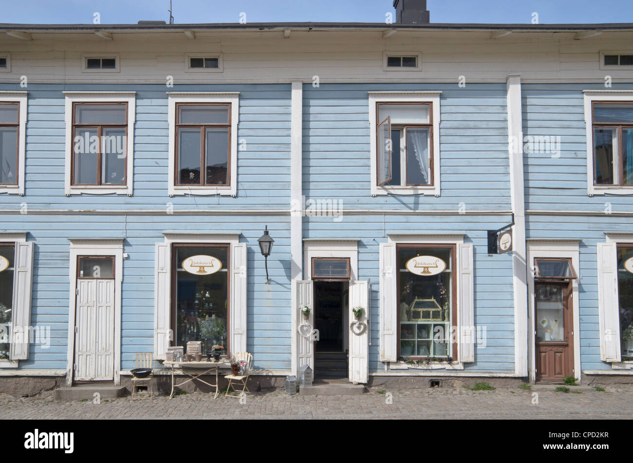 Old town shops in Porvoo, Finland Stock Photo