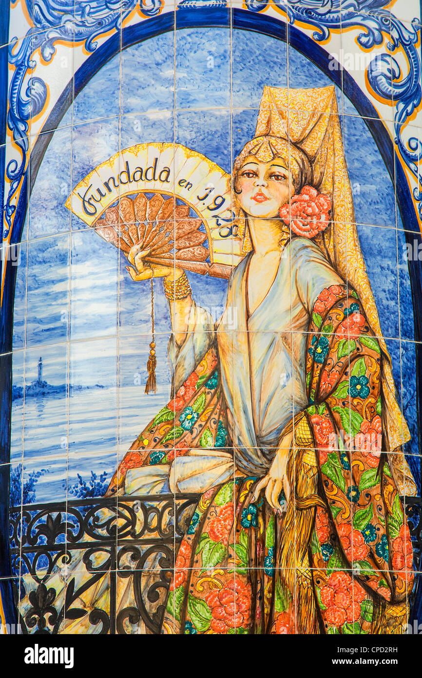 Seville, Decorative tiles at Freiduria Puerta de la Carne Restaurant in Santa Cruz District Stock Photo