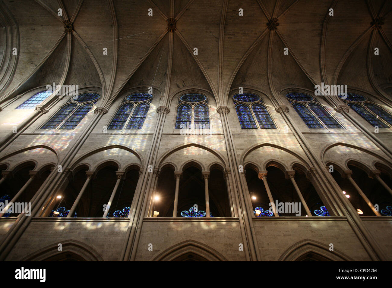 Notre-Dame de Paris cathedral nave, Paris, France, Europe Stock Photo