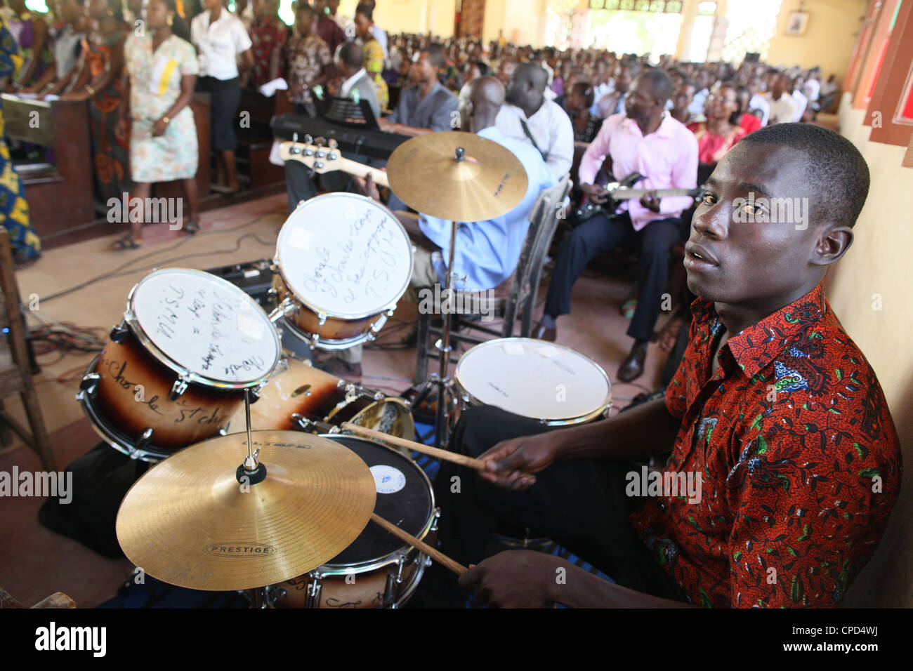 Catholic Mass in an African church, Lome, Togo, West Africa, Africa Stock Photo