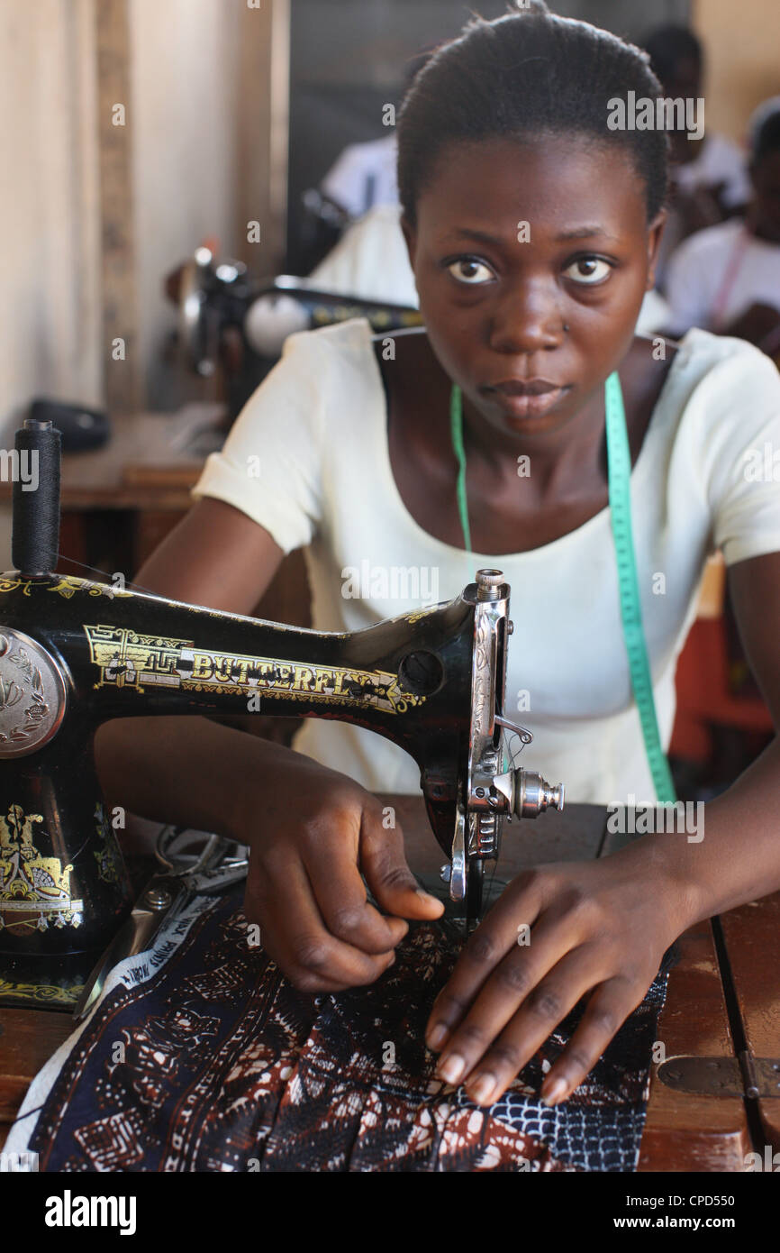 Tailoring workshop, Lome, Togo, West Africa, Africa Stock Photo