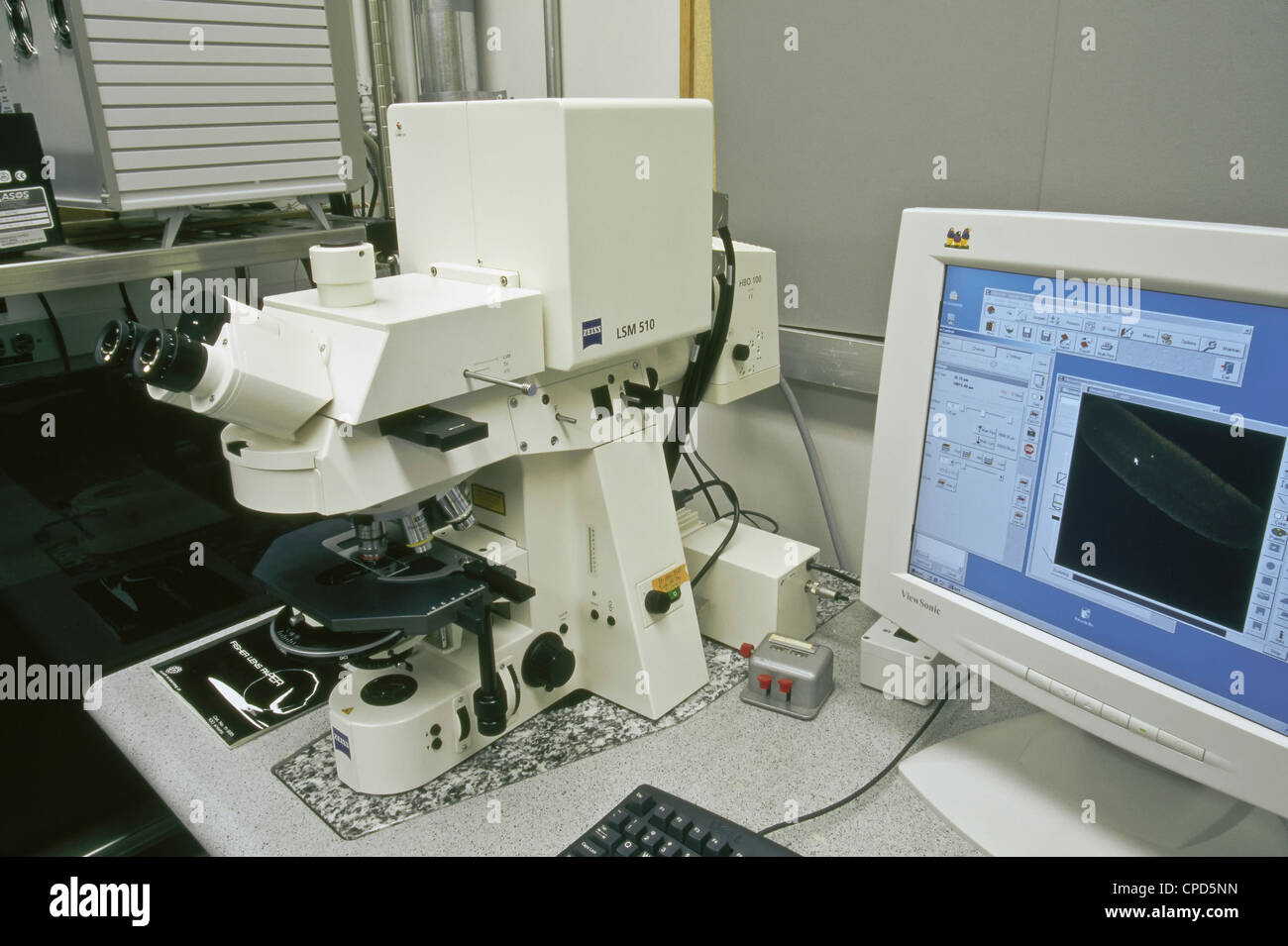 Zeiss LSM510 Laser Scanning Confocal Microscope. Stock Photo