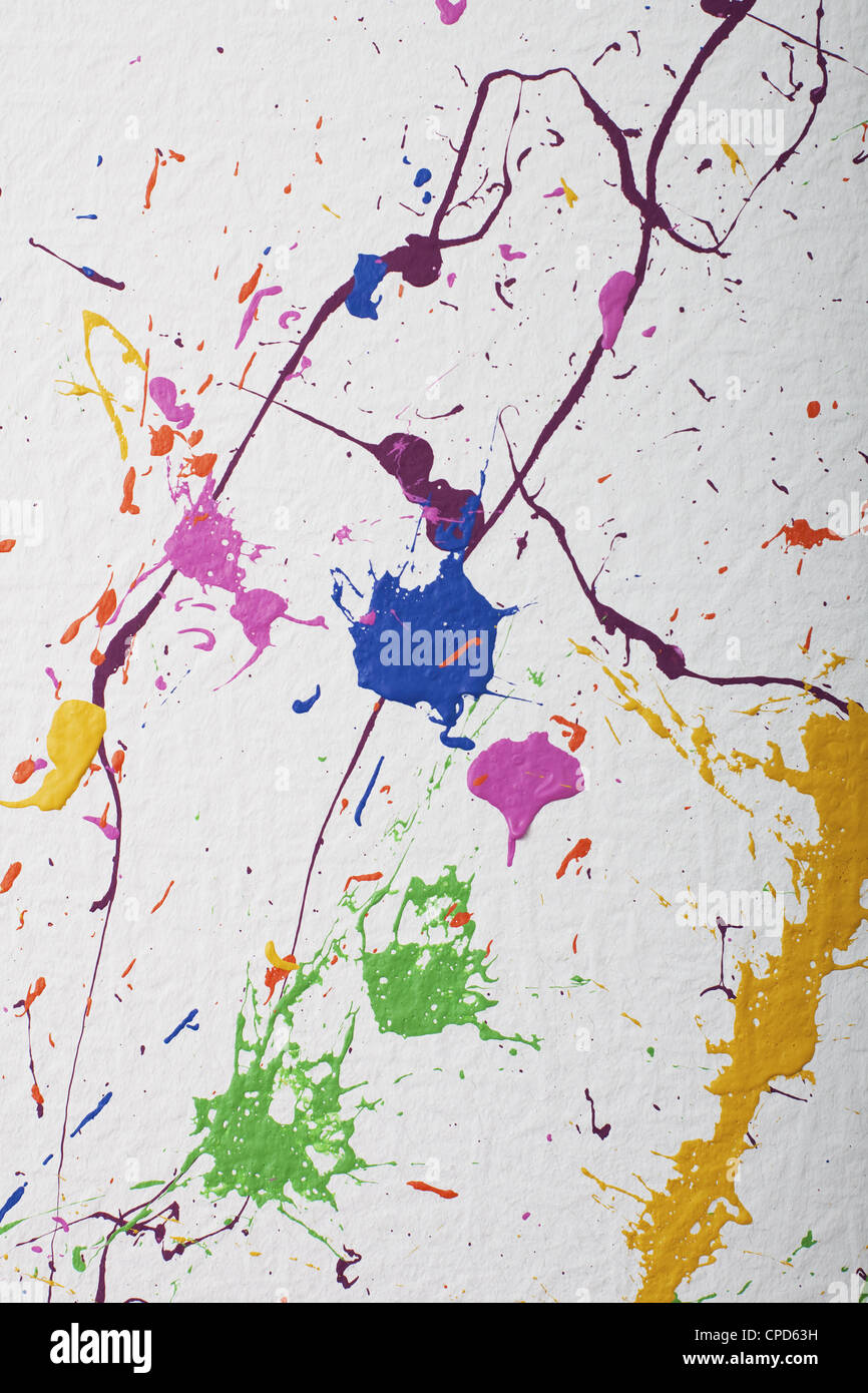 Childs splatter painting on wall hires stock photography and images
