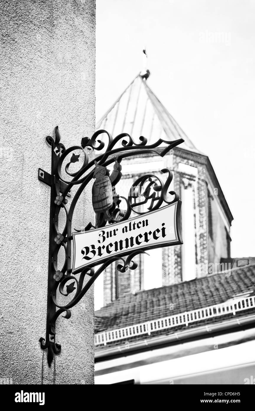 Index of 'Zur alten Brennerei'. Senftenberg. Germany. Black and White. Stock Photo