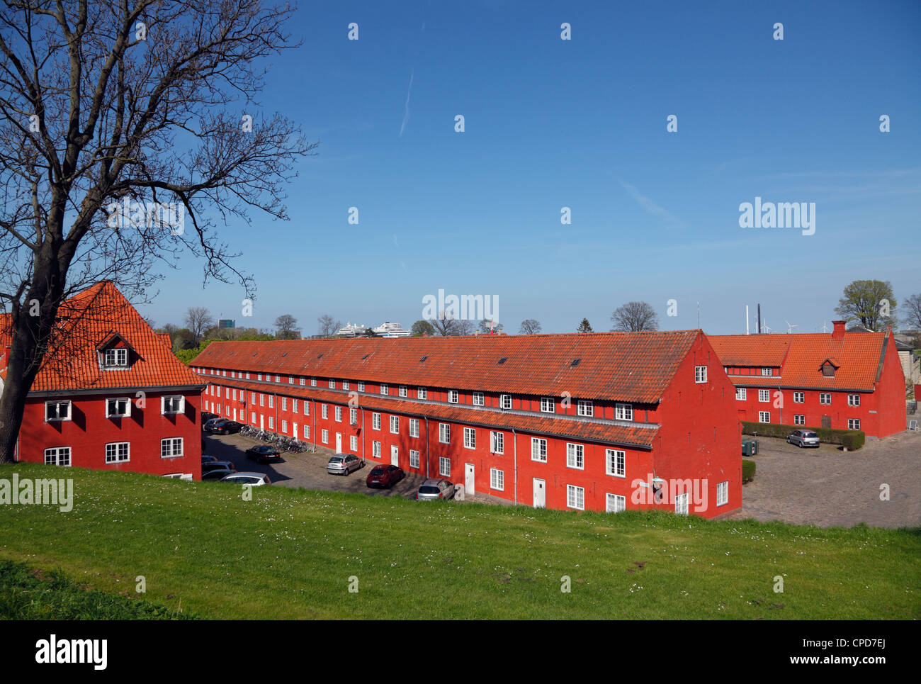 Part of the citadel Kastellet in Copenhagen seen from the surrounding ramparts. Stock Photo