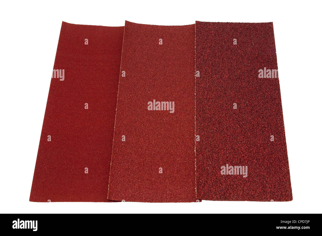 three different grit sandpaper on a white background Stock Photo Alamy