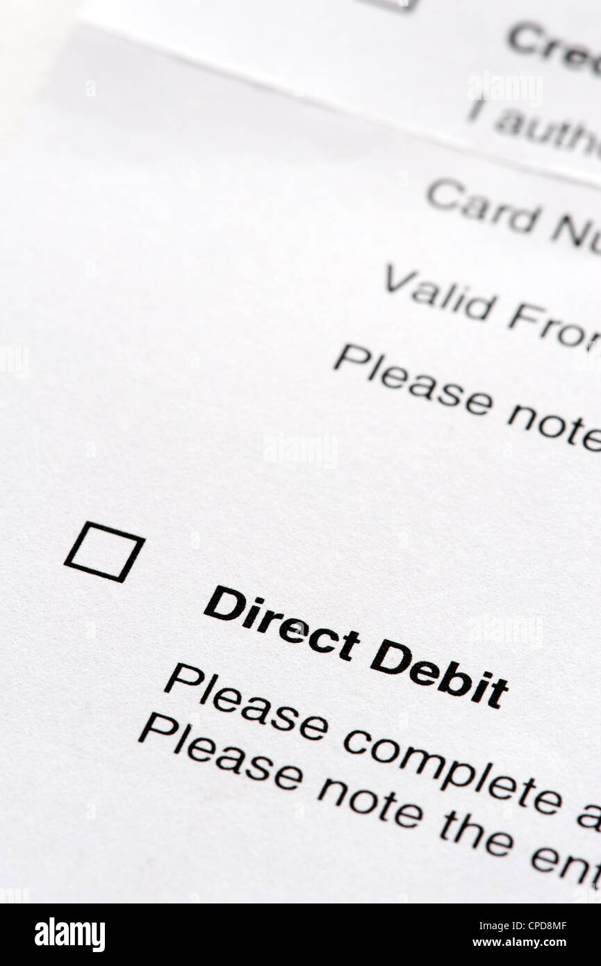 tick box on a direct debit instruction form Stock Photo