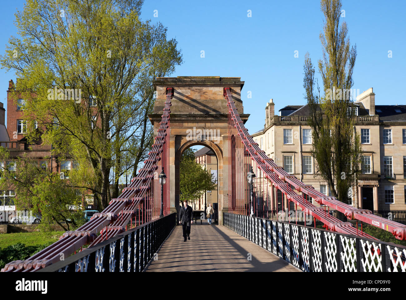 south portland street suspension bridge over the river clyde Glasgow Scotland UK Stock Photo