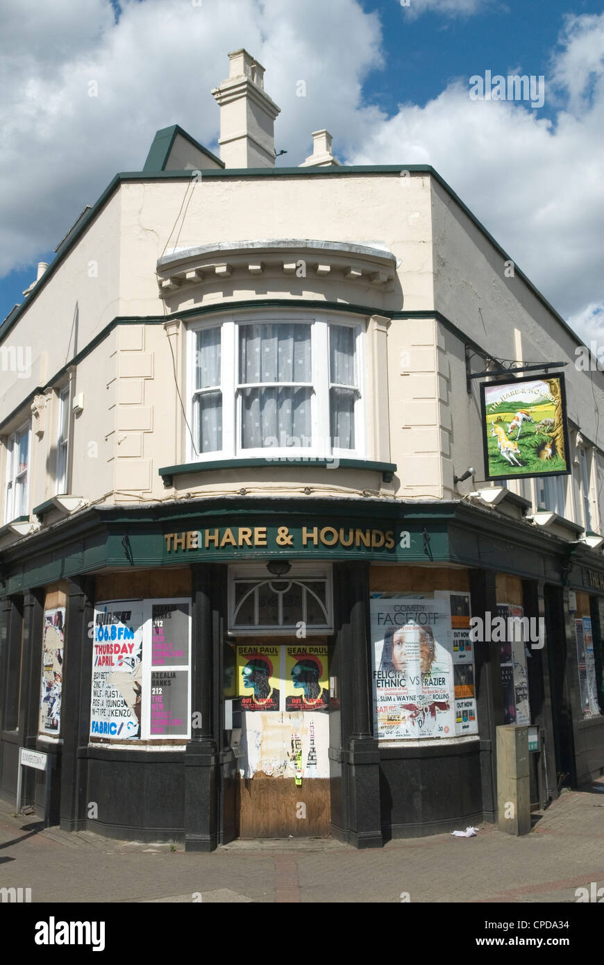 Pub closed down south London UK. The Hare and Hound public house.  HOMER SYKES Stock Photo
