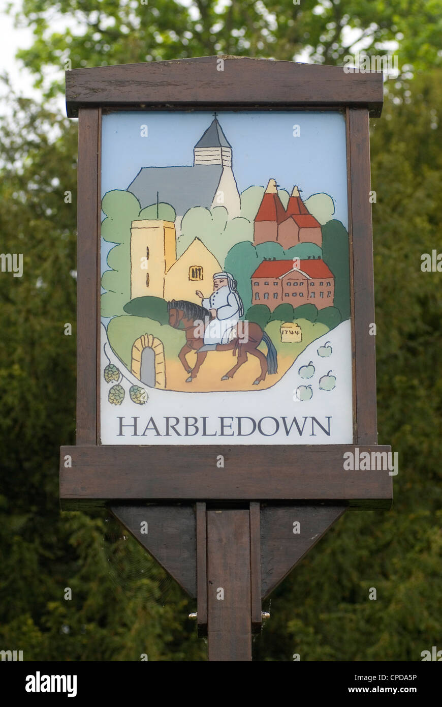 Harbledown village sign Pilgrims Way. Canterbury Kent. HOMER SYKES