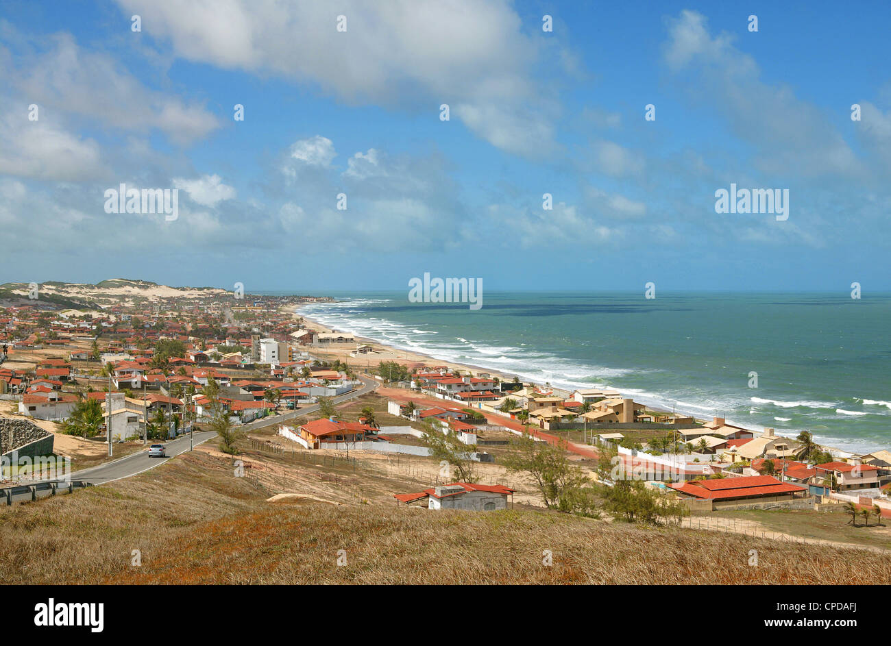 Buzios beach Natal Rio Grande do Norte northeastern Brazil aerial view beach and building landscape sunny day with blue sky Stock Photo