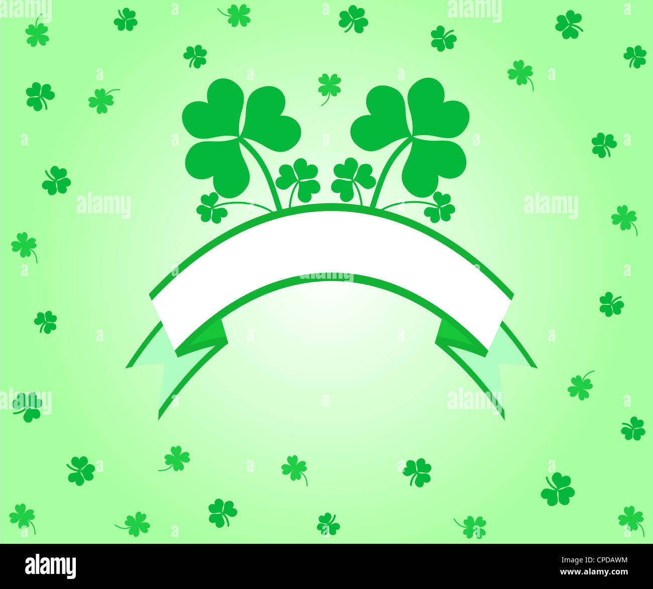 Green lucky shamrocks banner Stock Photo