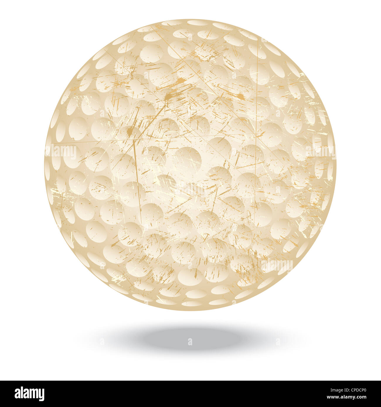 illustration of highly rendered vintage golf ball, isolated in white