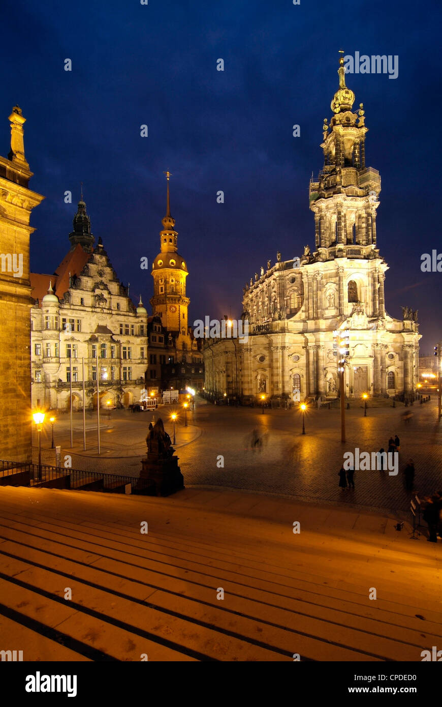 Hofkirche and Palace at Theaterplatz, Dresden, Saxony, Germany, Europe ...