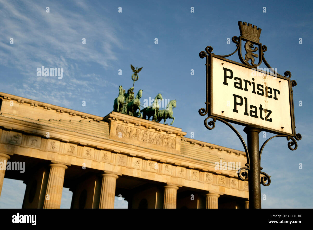Brandenburg Gate at Pariser Platz, Berlin, Germany, Europe Stock Photo