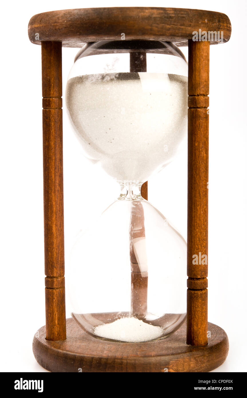 a retro hourglass with wooden construction Stock Photo