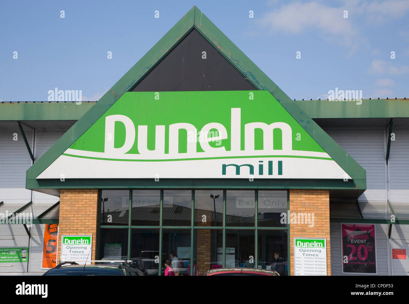 Dunelm Mill shop entrance Suffolk Retail Park Ipswich England Stock Photo