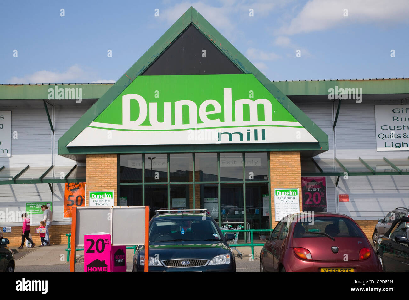 Dunelm Mill shop entrance Suffolk Retail Park Ipswich England Stock Photo