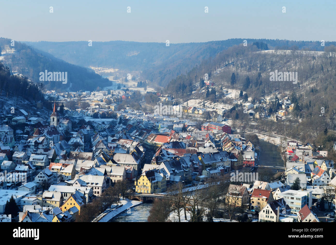 View of Sulz and Neckartal (Neckar Valley), Baden-Wurttemberg, Germany, Europe Stock Photo