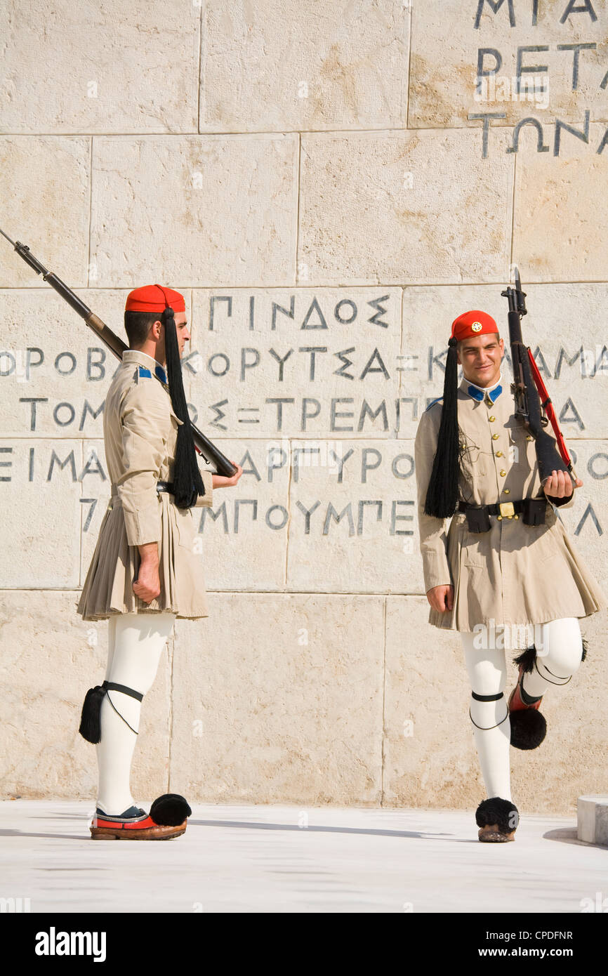 Changing of the Guard at the Tomb of the Unknown Soldier, Athens, Greece, Europe Stock Photo