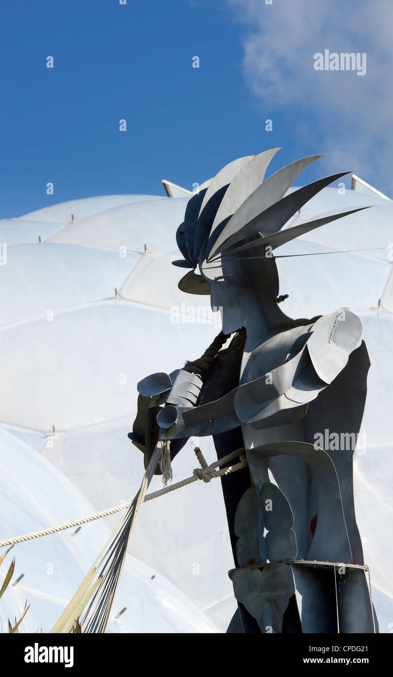 Ploughman metal sculpture, Eden project, Cornwall, England Stock Photo