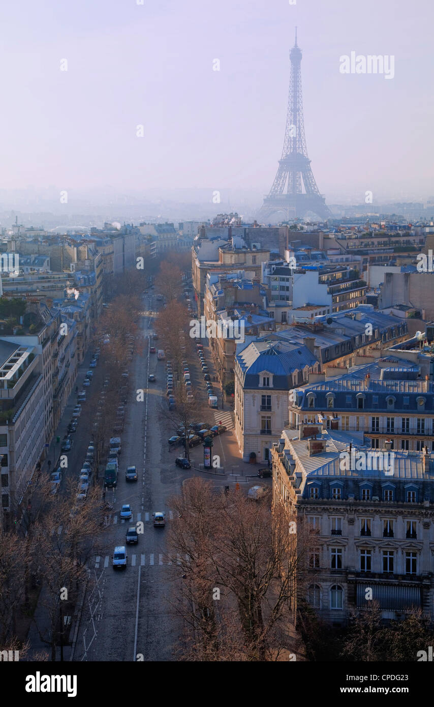 The Eiffel Tower from the Arc de Triomphe, Paris, France, Europe Stock Photo