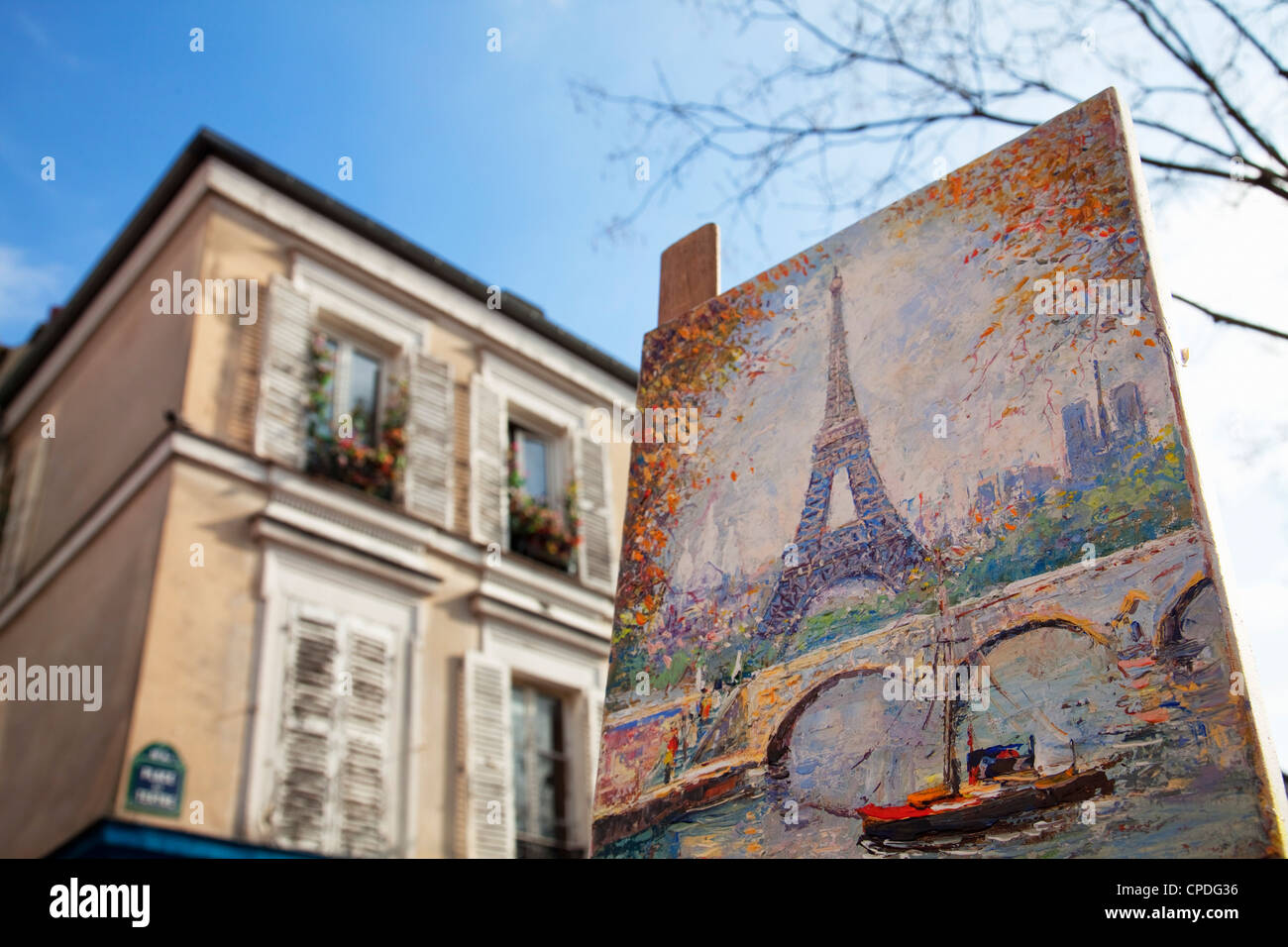 Painting for sale in the Place du Tertre, Montmartre, Paris, France, Europe Stock Photo Alamy