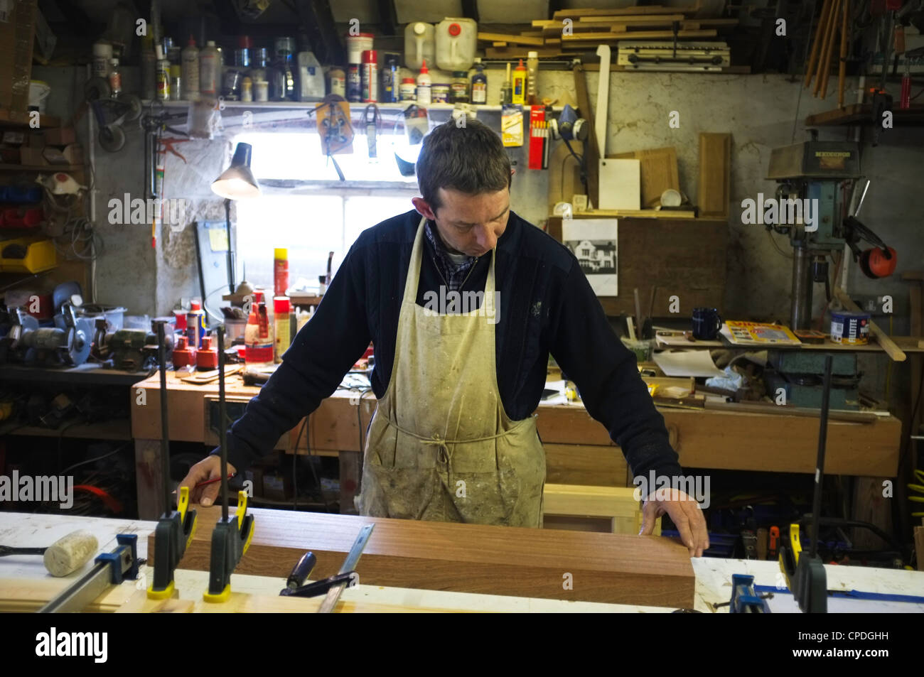 A carpenter in his workshop Stock Photo