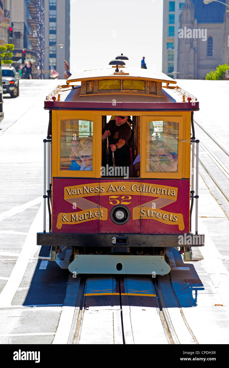 Cable car crossing California Street, San Francisco, California, United
