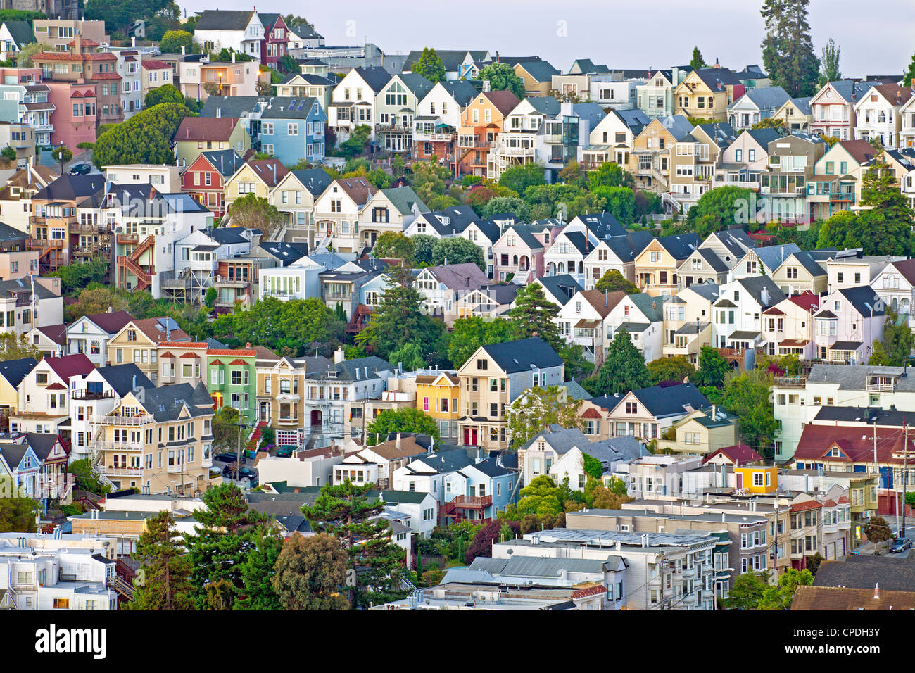 Typical Victorian houses in San Francisco, California, United States of America, North America Stock Photo