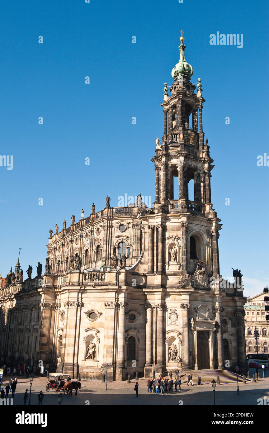 The Hofkirche (Church of the Court), Dresden, Saxony, Germany, Europe Stock Photo
