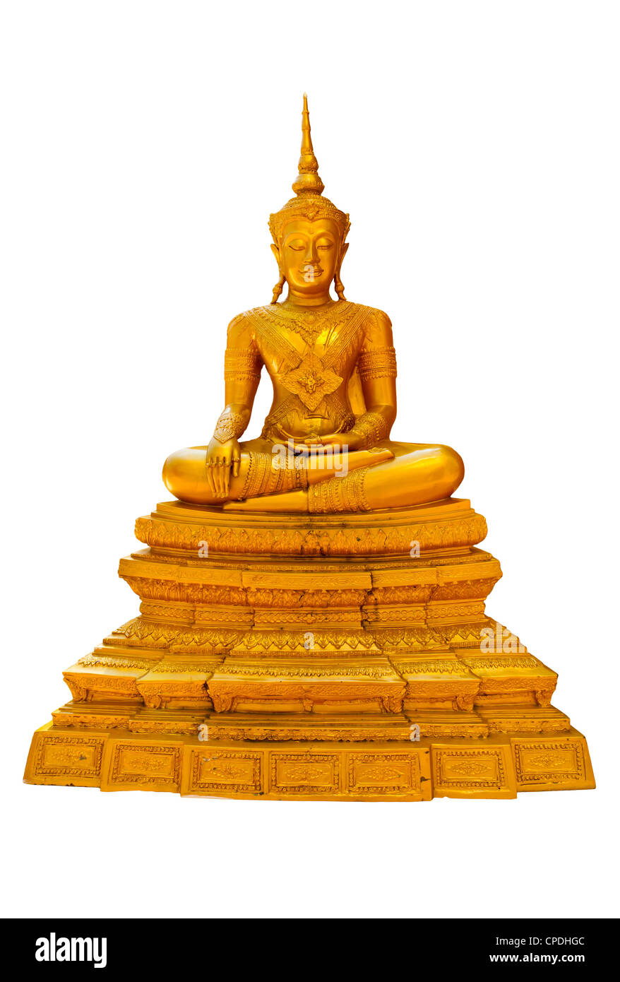 Gold Buddha image isolated on white background Stock Photo - Alamy