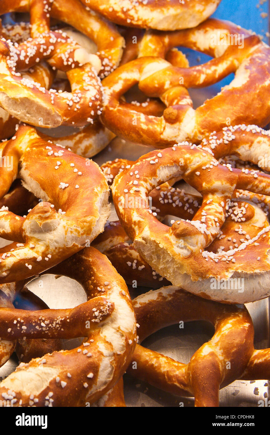 Pretzels at a local market, Zwiesel, Bavaria, Germany, Europe Stock Photo