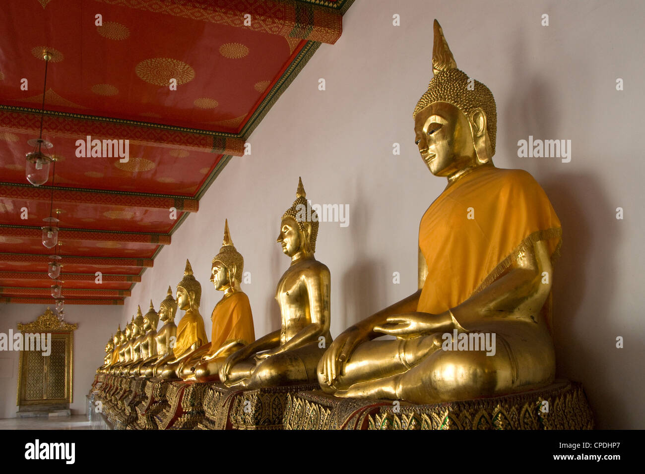 Sitting Buddhas, Wat Pho (Reclining Buddha Temple), (Wat Phra Chetuphon), Bangkok, Thailand, Southeast Asia, Asia Stock Photo
